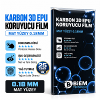 Biem Teknoloji Karbon 3D EPU 0.18 mm Mat Yüzey Ekran Koruyucu Film (Paket 25'li)