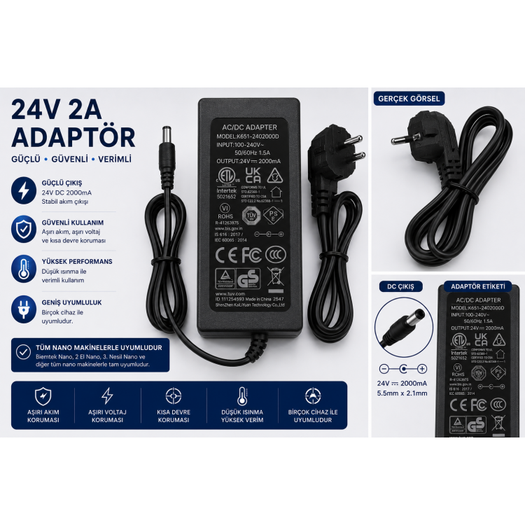 24V 2A nano makine adaptörü